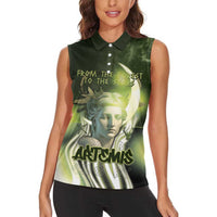 Ancient Greek Artemis Women Sleeveless Polo Shirt Goddess Of The Moon - Wonder Print Shop