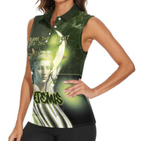 Ancient Greek Artemis Women Sleeveless Polo Shirt Goddess Of The Moon - Wonder Print Shop