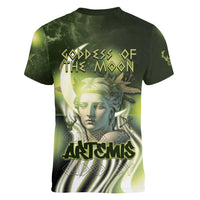 Ancient Greek Artemis Women V-Neck T-Shirt Goddess Of The Moon - Wonder Print Shop