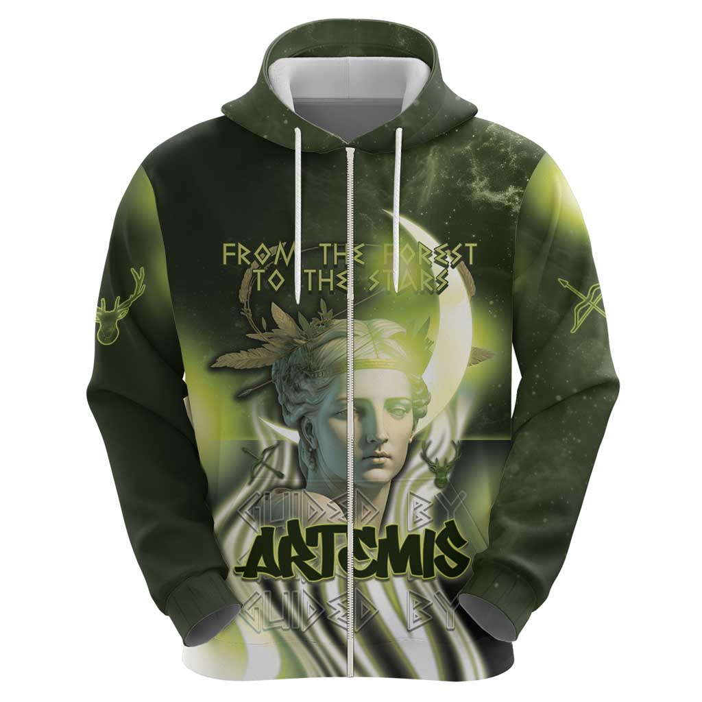 Ancient Greek Artemis Zip Hoodie Goddess Of The Moon - Wonder Print Shop