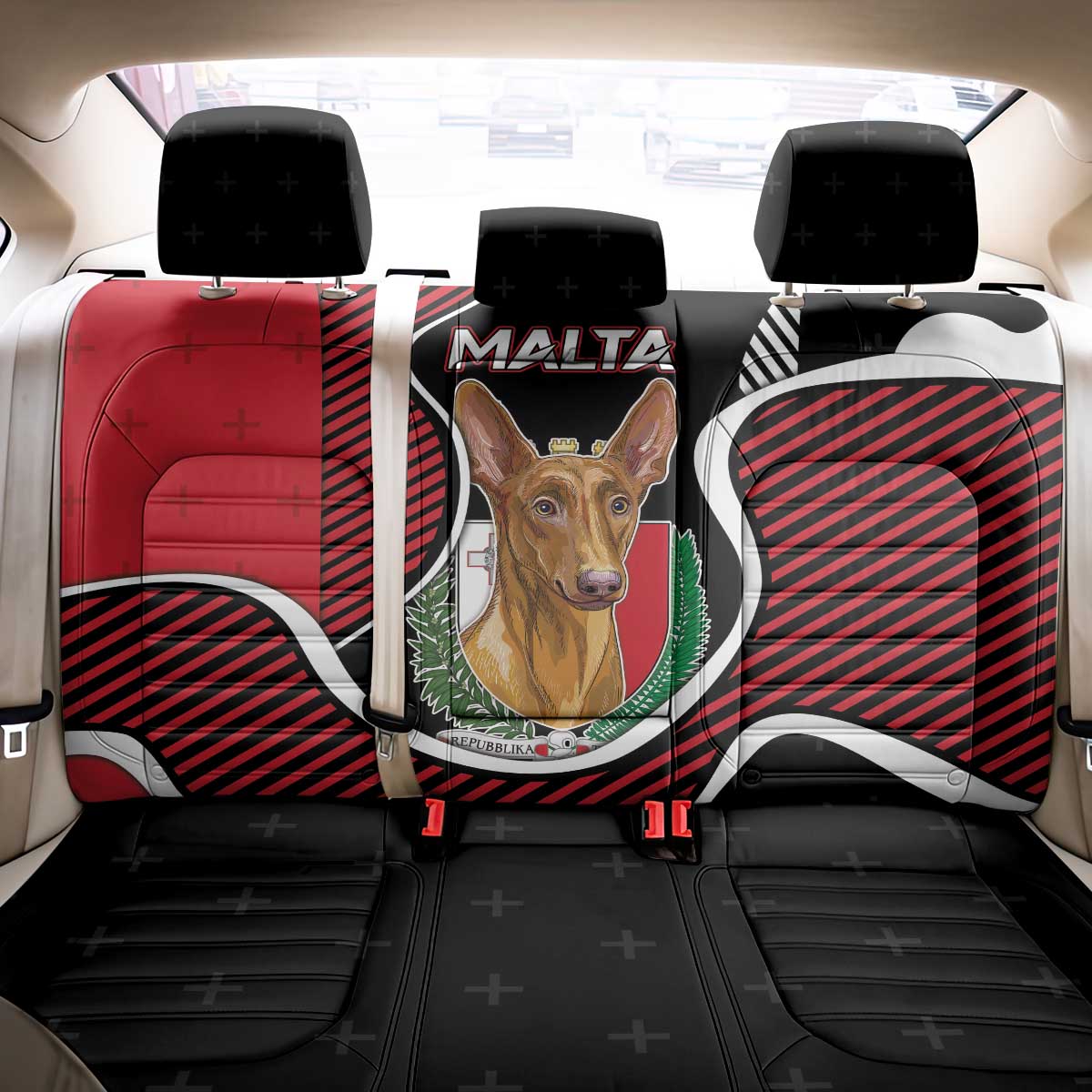 Malta Back Car Seat Cover Pharaoh Hound In Coat Of Arms - Wonder Print Shop