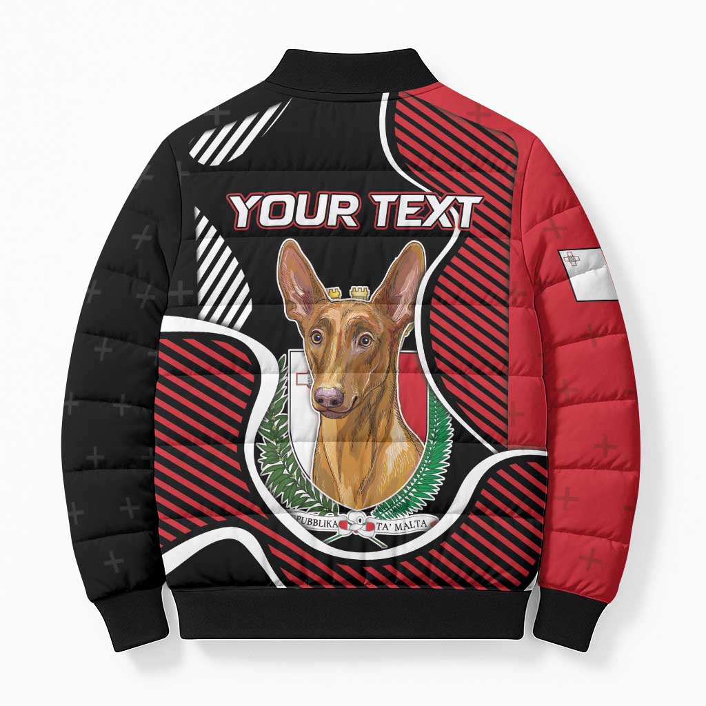 Personalized Malta Bomber Puffer Jacket Pharaoh Hound In Coat Of Arms - Wonder Print Shop