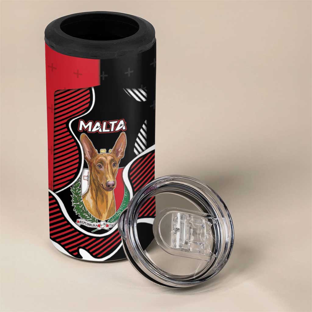 Personalized Malta 4 in 1 Can Cooler Tumbler Pharaoh Hound In Coat Of Arms - Wonder Print Shop