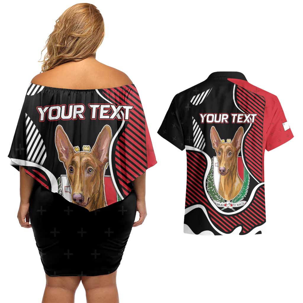 Personalized Malta Couples Matching Off Shoulder Short Dress and Hawaiian Shirt Pharaoh Hound In Coat Of Arms - Wonder Print Shop