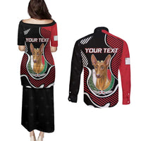 Personalized Malta Couples Matching Puletasi and Long Sleeve Button Shirt Pharaoh Hound In Coat Of Arms - Wonder Print Shop