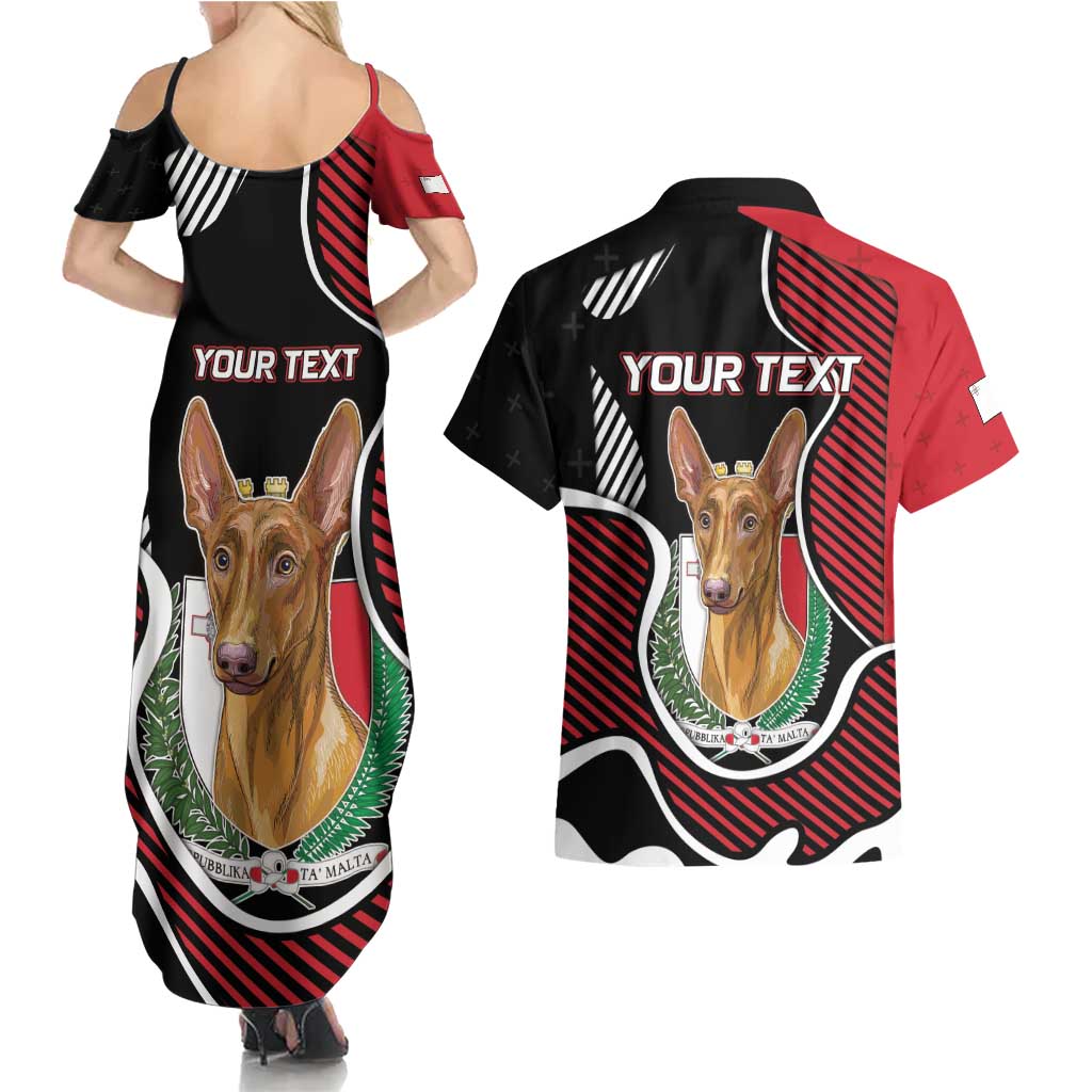 Personalized Malta Couples Matching Summer Maxi Dress and Hawaiian Shirt Pharaoh Hound In Coat Of Arms - Wonder Print Shop