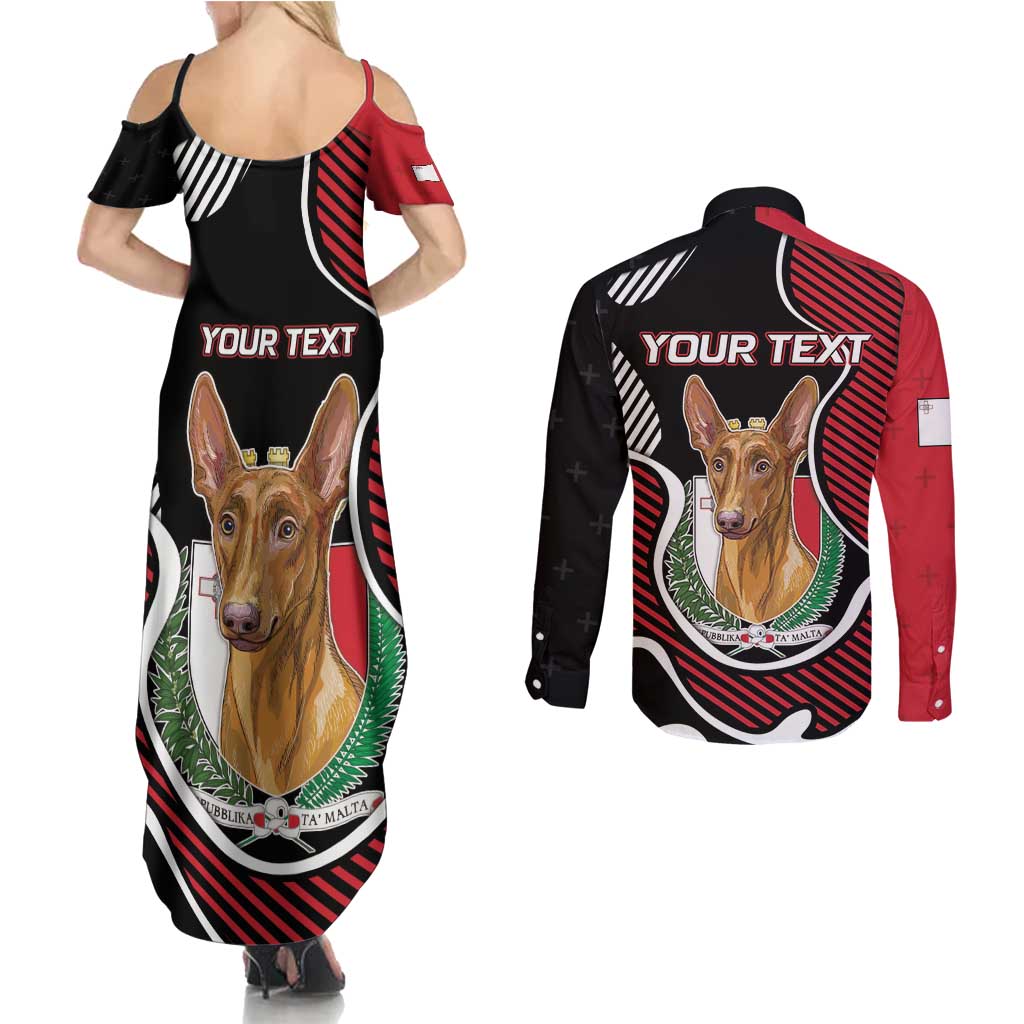 Personalized Malta Couples Matching Summer Maxi Dress and Long Sleeve Button Shirt Pharaoh Hound In Coat Of Arms - Wonder Print Shop