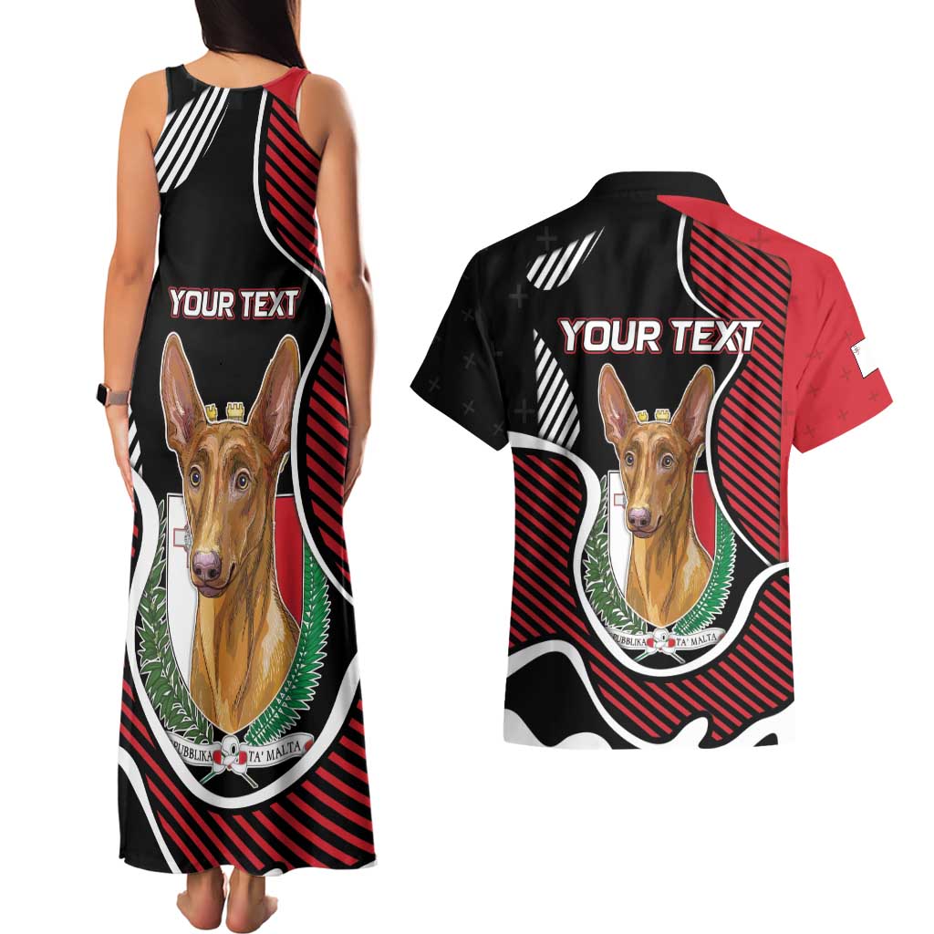 Personalized Malta Couples Matching Tank Maxi Dress and Hawaiian Shirt Pharaoh Hound In Coat Of Arms - Wonder Print Shop