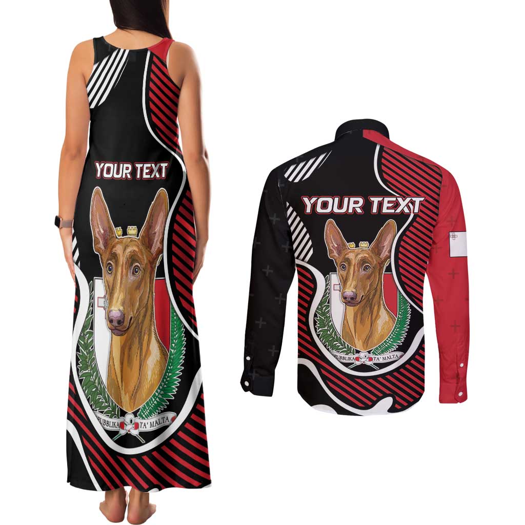 Personalized Malta Couples Matching Tank Maxi Dress and Long Sleeve Button Shirt Pharaoh Hound In Coat Of Arms - Wonder Print Shop