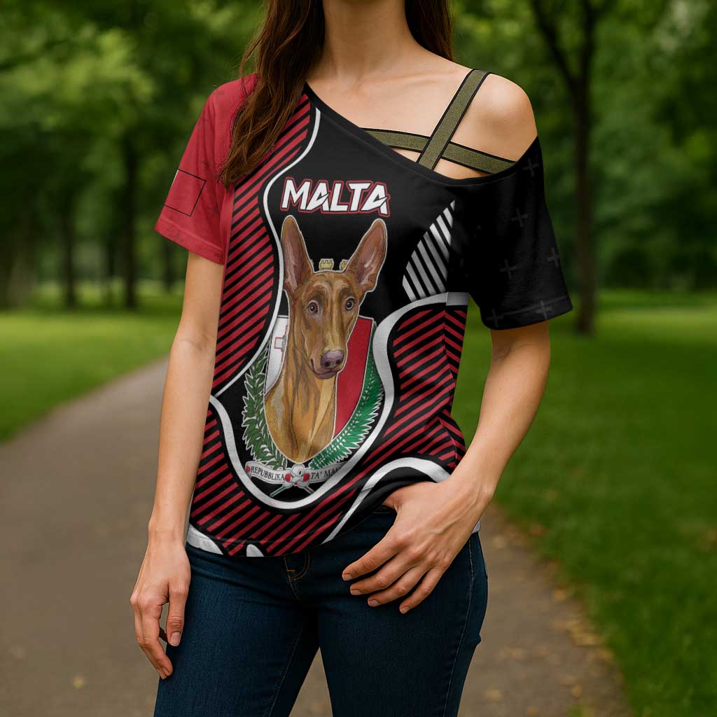 Personalized Malta Cross Shoulder Shirt Pharaoh Hound In Coat Of Arms - Wonder Print Shop