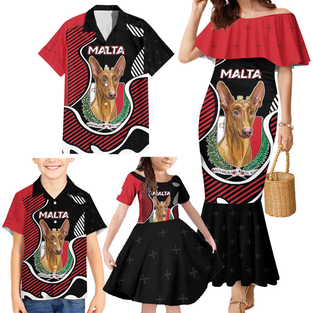 Personalized Malta Family Matching Mermaid Dress and Hawaiian Shirt Pharaoh Hound In Coat Of Arms - Wonder Print Shop