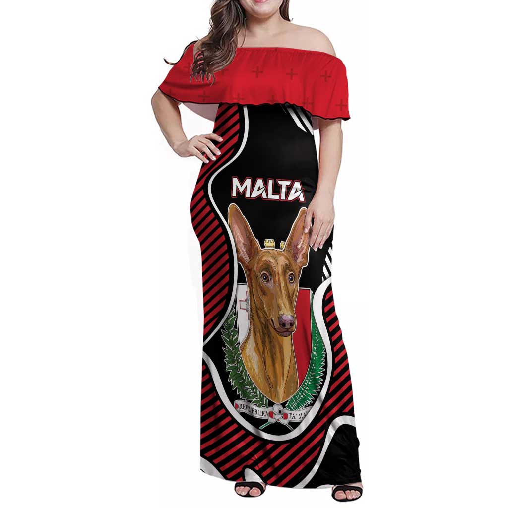 Personalized Malta Family Matching Off Shoulder Maxi Dress and Hawaiian Shirt Pharaoh Hound In Coat Of Arms - Wonder Print Shop