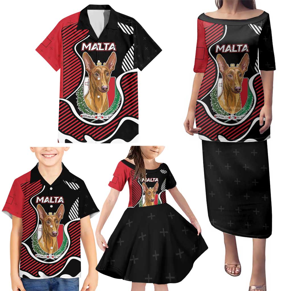 Personalized Malta Family Matching Puletasi and Hawaiian Shirt Pharaoh Hound In Coat Of Arms - Wonder Print Shop
