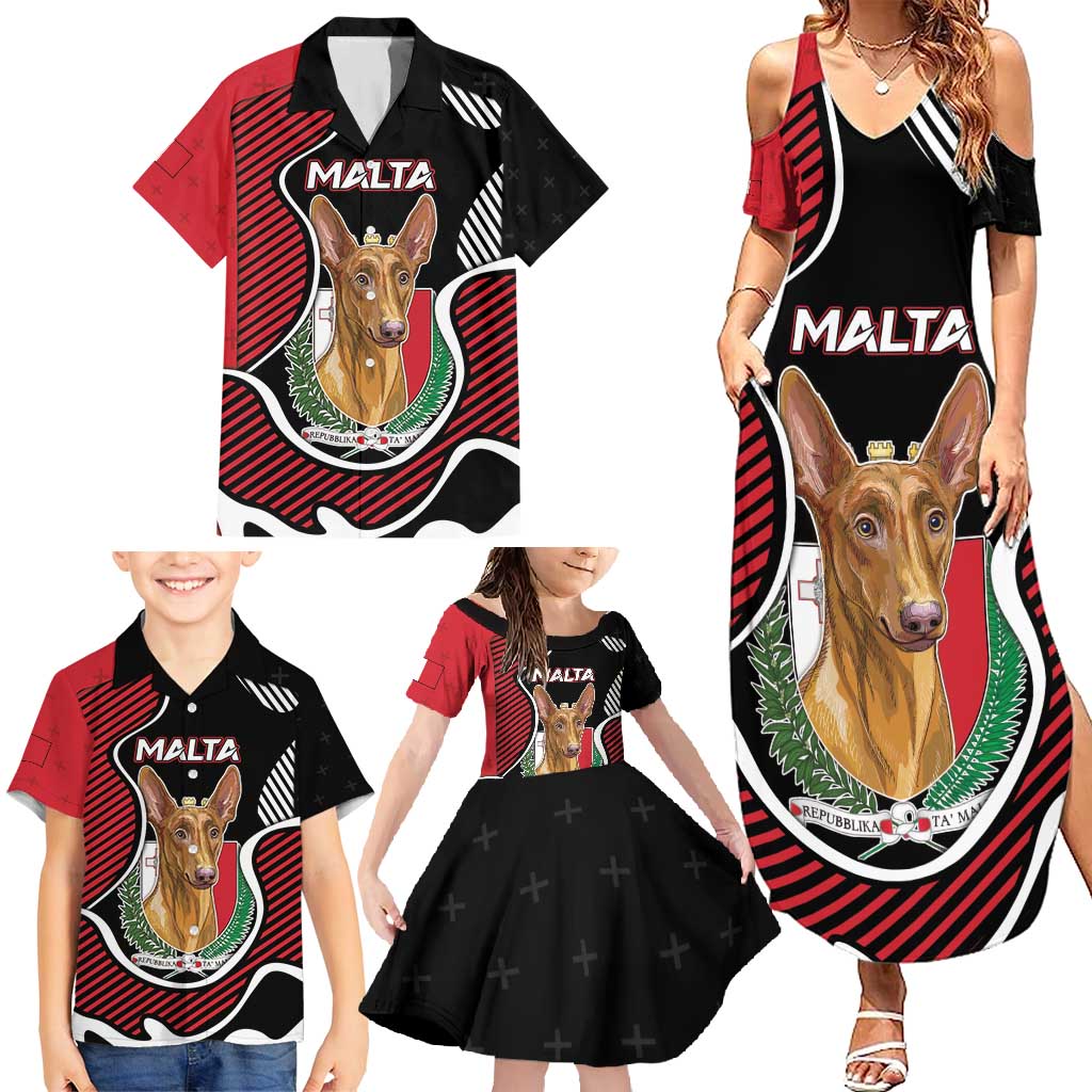 Personalized Malta Family Matching Summer Maxi Dress and Hawaiian Shirt Pharaoh Hound In Coat Of Arms - Wonder Print Shop