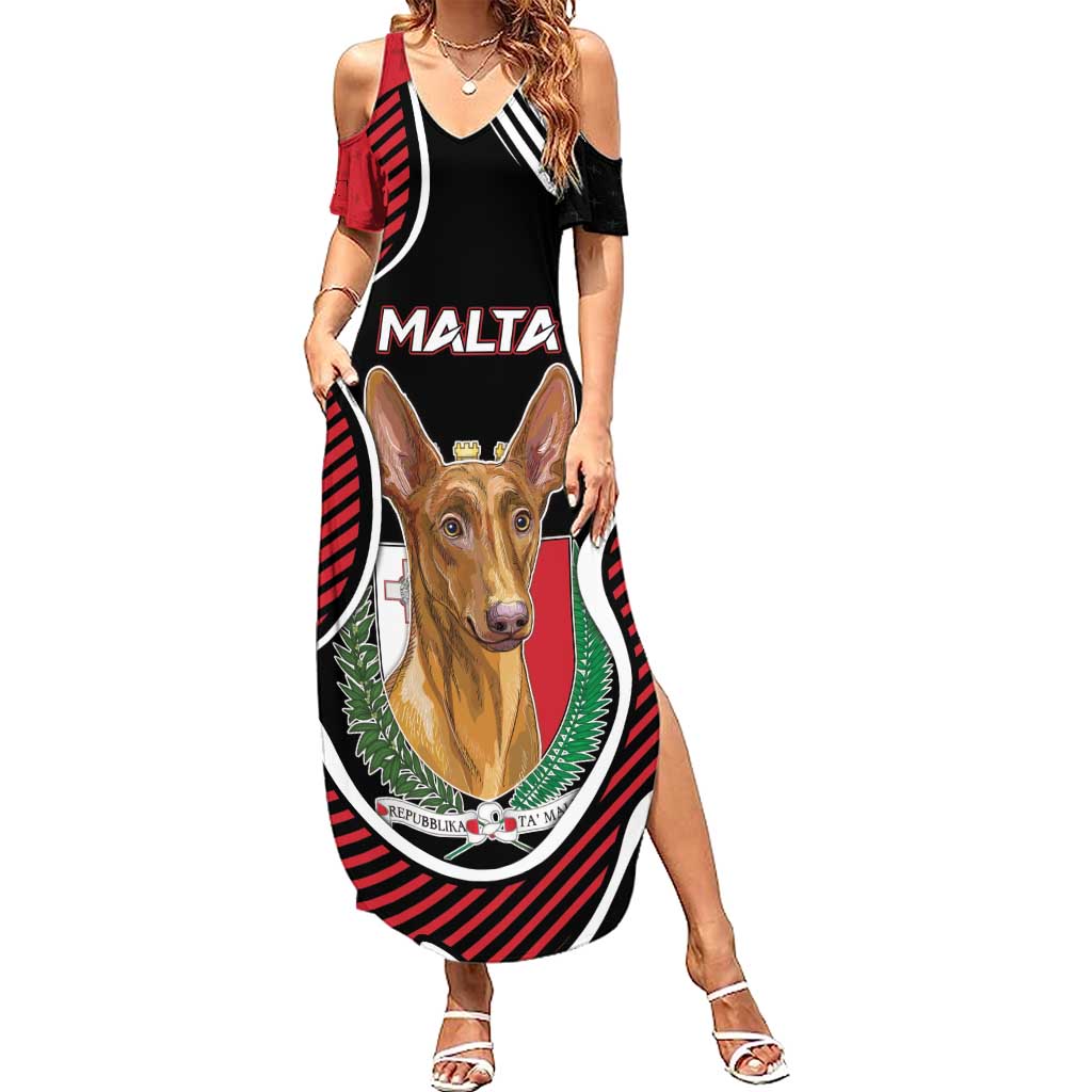 Personalized Malta Family Matching Summer Maxi Dress and Hawaiian Shirt Pharaoh Hound In Coat Of Arms - Wonder Print Shop