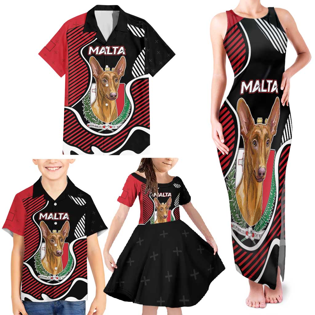 Personalized Malta Family Matching Tank Maxi Dress and Hawaiian Shirt Pharaoh Hound In Coat Of Arms - Wonder Print Shop