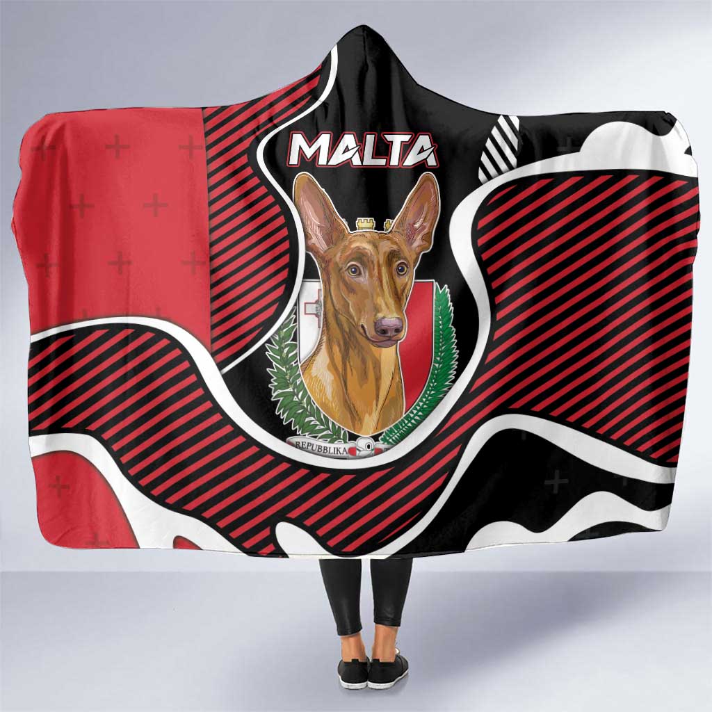 Malta Hooded Blanket Pharaoh Hound In Coat Of Arms - Wonder Print Shop
