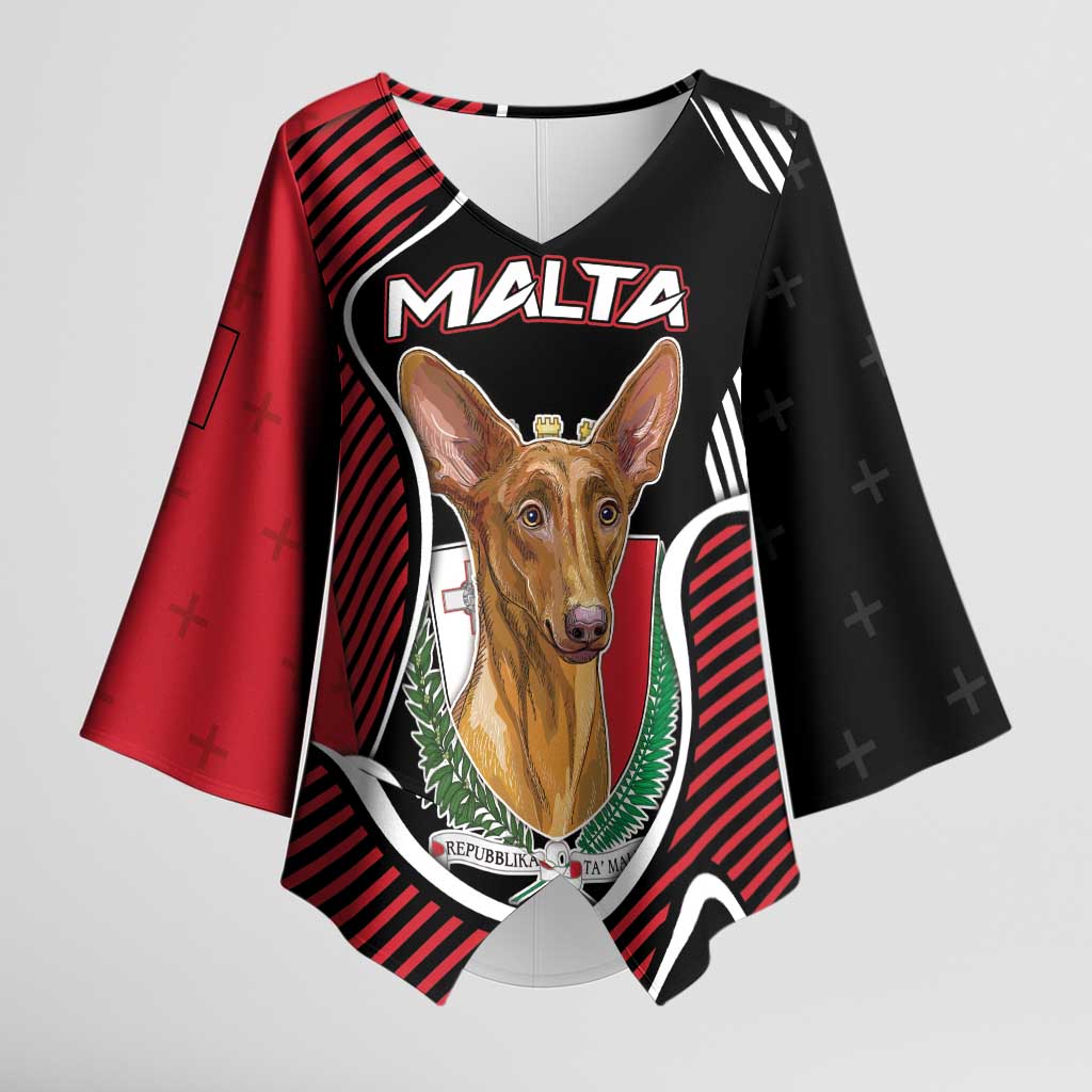 Personalized Malta Kimono Sleeve Blouse Pharaoh Hound In Coat Of Arms - Wonder Print Shop