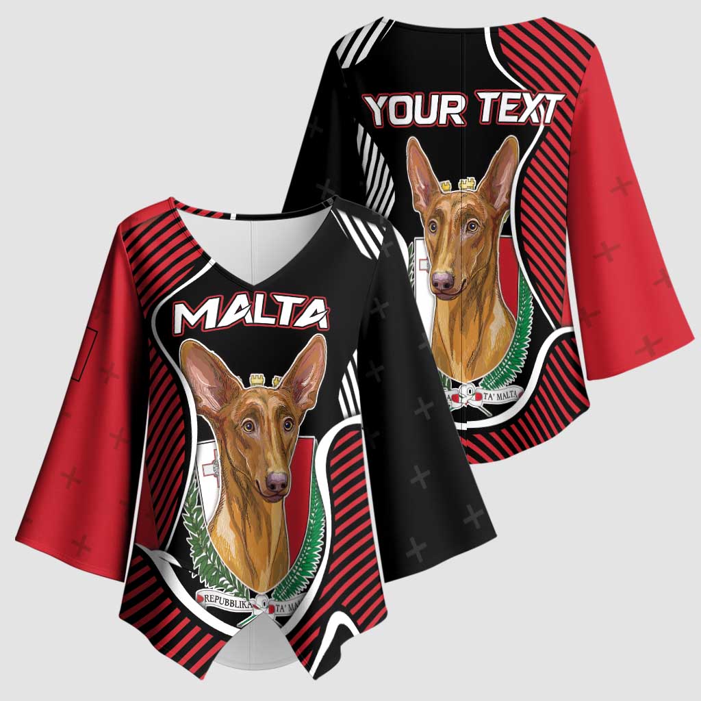 Personalized Malta Kimono Sleeve Blouse Pharaoh Hound In Coat Of Arms - Wonder Print Shop