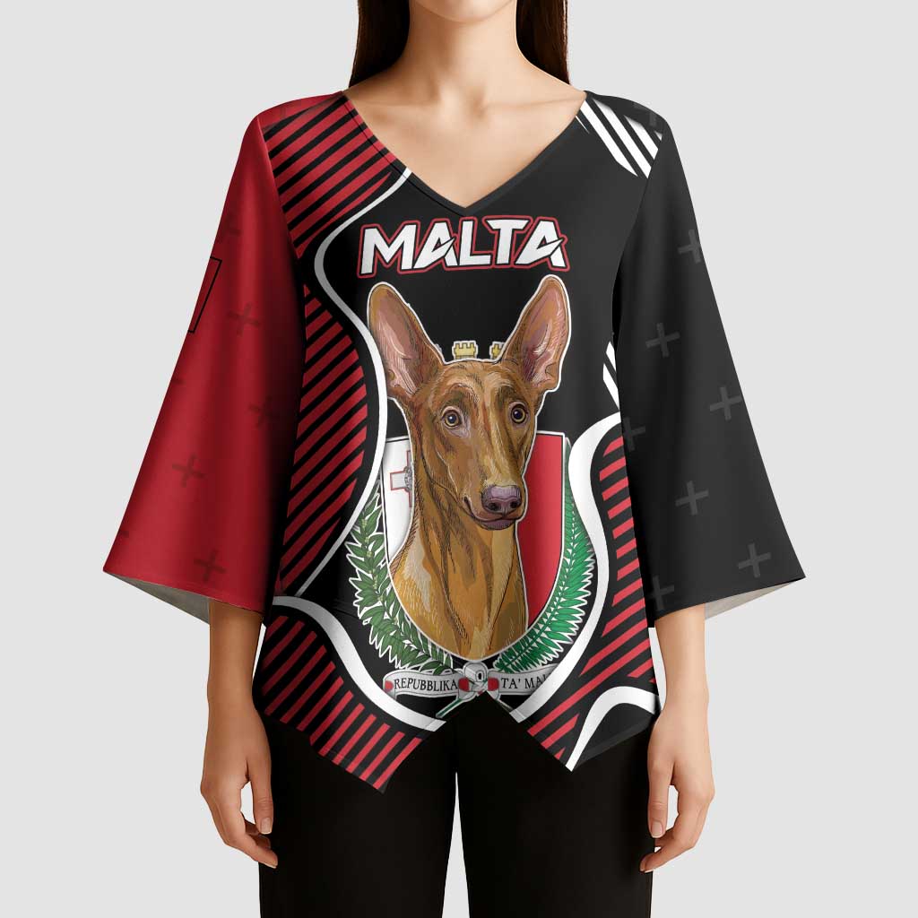 Personalized Malta Kimono Sleeve Blouse Pharaoh Hound In Coat Of Arms - Wonder Print Shop