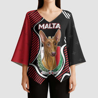 Personalized Malta Kimono Sleeve Blouse Pharaoh Hound In Coat Of Arms - Wonder Print Shop