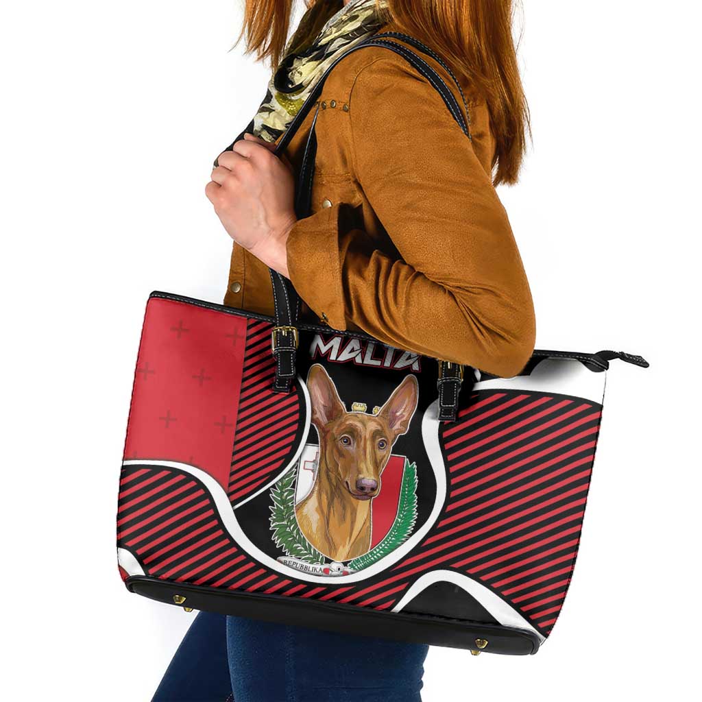Malta Leather Tote Bag Pharaoh Hound In Coat Of Arms - Wonder Print Shop