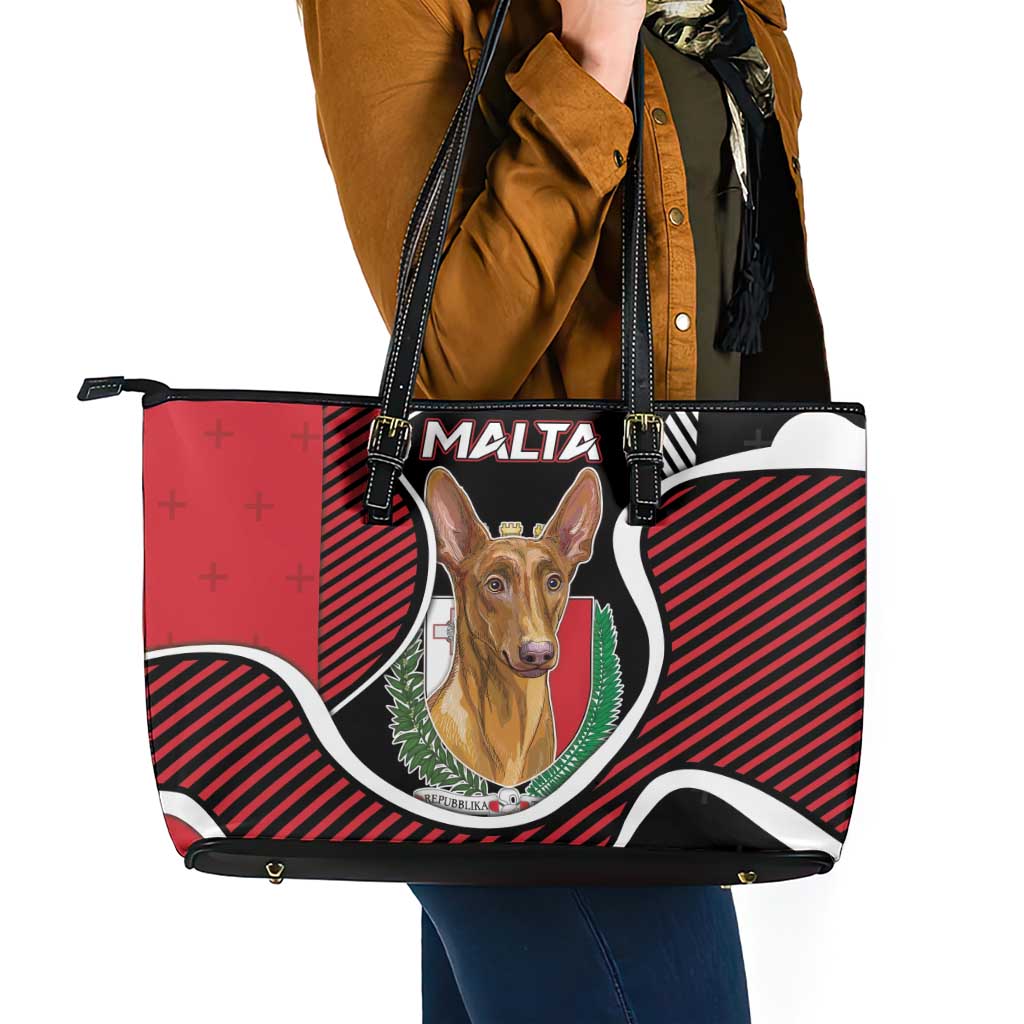 Malta Leather Tote Bag Pharaoh Hound In Coat Of Arms - Wonder Print Shop