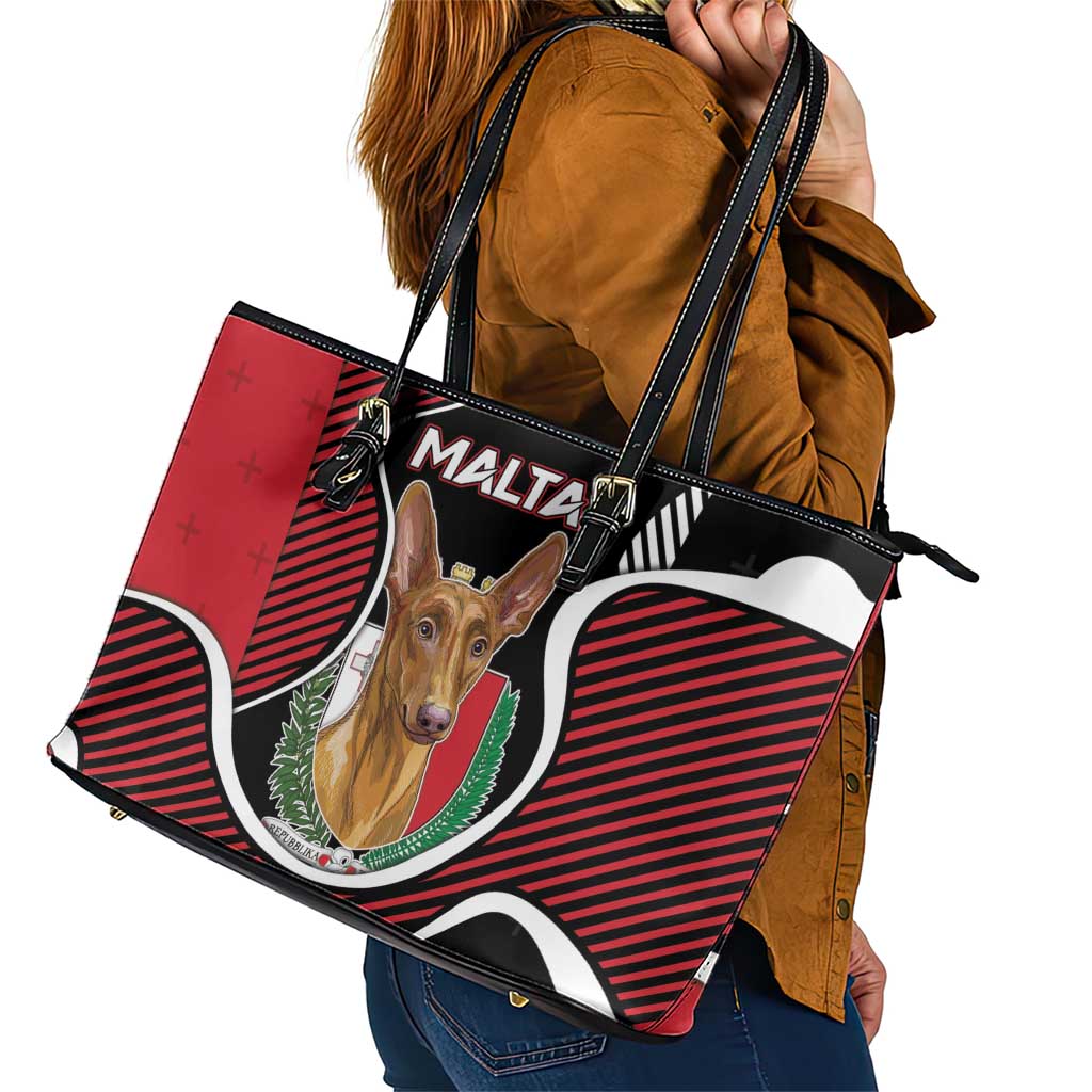 Malta Leather Tote Bag Pharaoh Hound In Coat Of Arms - Wonder Print Shop