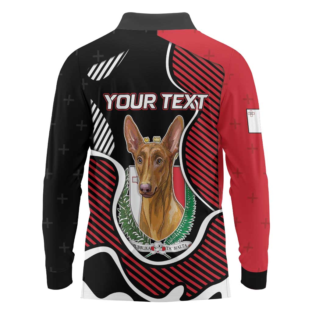 Personalized Malta Long Sleeve Polo Shirt Pharaoh Hound In Coat Of Arms - Wonder Print Shop