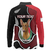 Personalized Malta Long Sleeve Polo Shirt Pharaoh Hound In Coat Of Arms - Wonder Print Shop