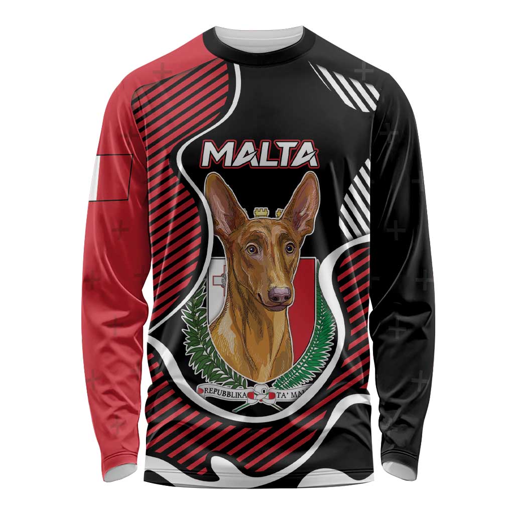 Personalized Malta Long Sleeve Shirt Pharaoh Hound In Coat Of Arms - Wonder Print Shop