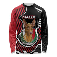 Personalized Malta Long Sleeve Shirt Pharaoh Hound In Coat Of Arms - Wonder Print Shop