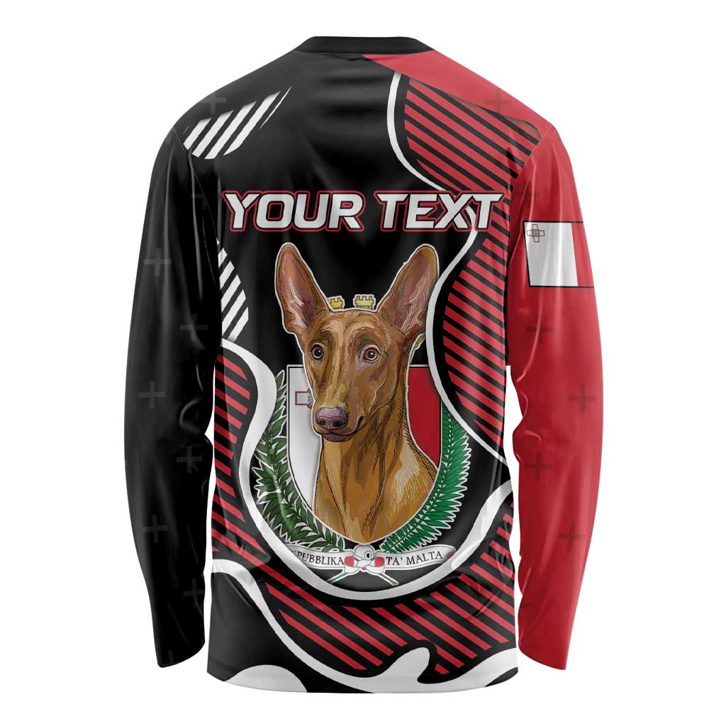 Personalized Malta Long Sleeve Shirt Pharaoh Hound In Coat Of Arms - Wonder Print Shop