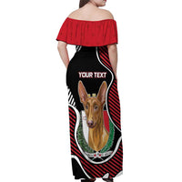 Personalized Malta Off Shoulder Maxi Dress Pharaoh Hound In Coat Of Arms - Wonder Print Shop