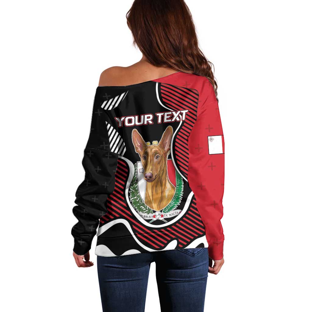 Personalized Malta Off Shoulder Sweater Pharaoh Hound In Coat Of Arms - Wonder Print Shop