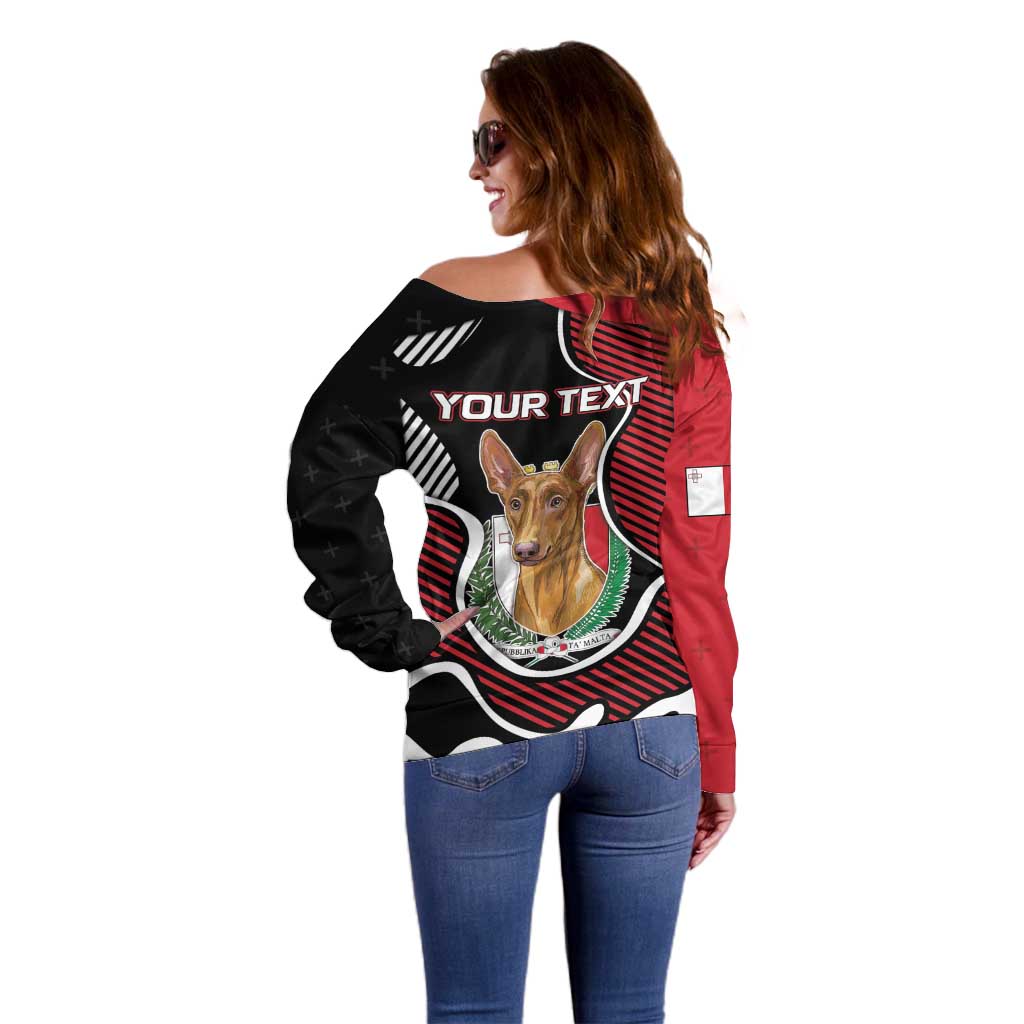 Personalized Malta Off Shoulder Sweater Pharaoh Hound In Coat Of Arms - Wonder Print Shop
