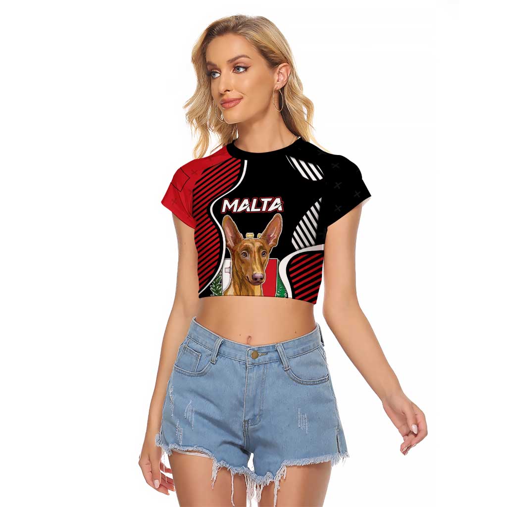 Personalized Malta Raglan Cropped T Shirt Pharaoh Hound In Coat Of Arms - Wonder Print Shop
