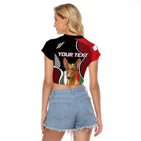 Personalized Malta Raglan Cropped T Shirt Pharaoh Hound In Coat Of Arms - Wonder Print Shop
