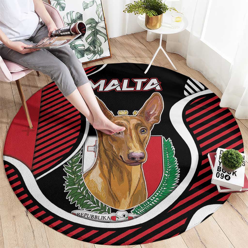 Malta Round Carpet Pharaoh Hound In Coat Of Arms - Wonder Print Shop