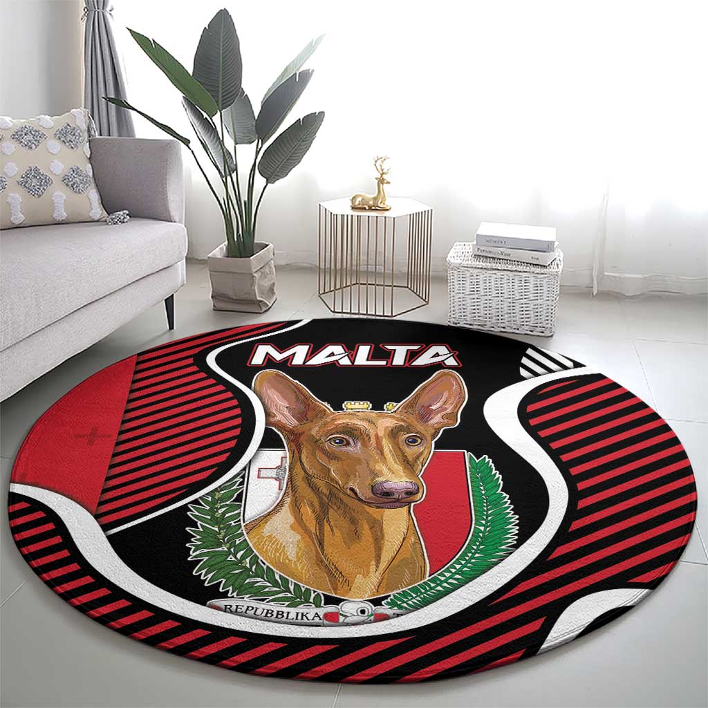 Malta Round Carpet Pharaoh Hound In Coat Of Arms - Wonder Print Shop
