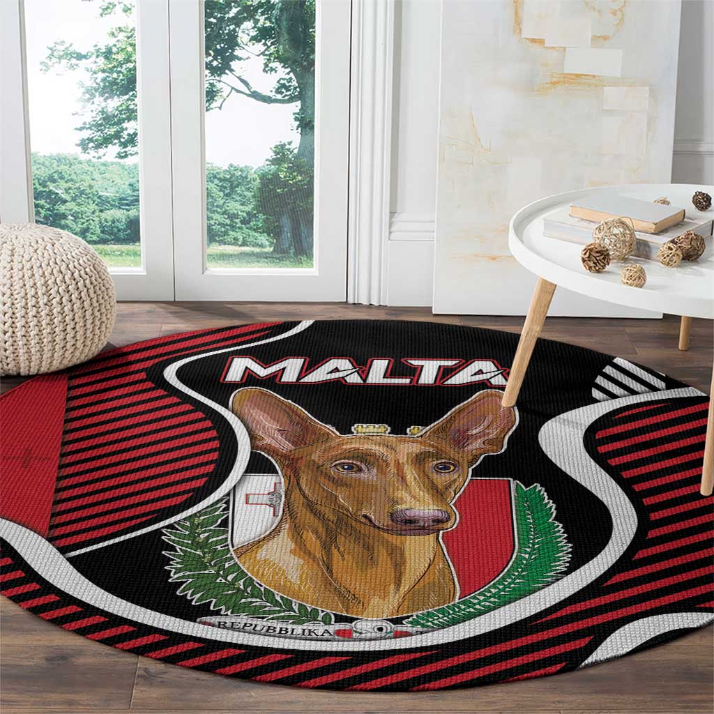 Malta Round Carpet Pharaoh Hound In Coat Of Arms - Wonder Print Shop