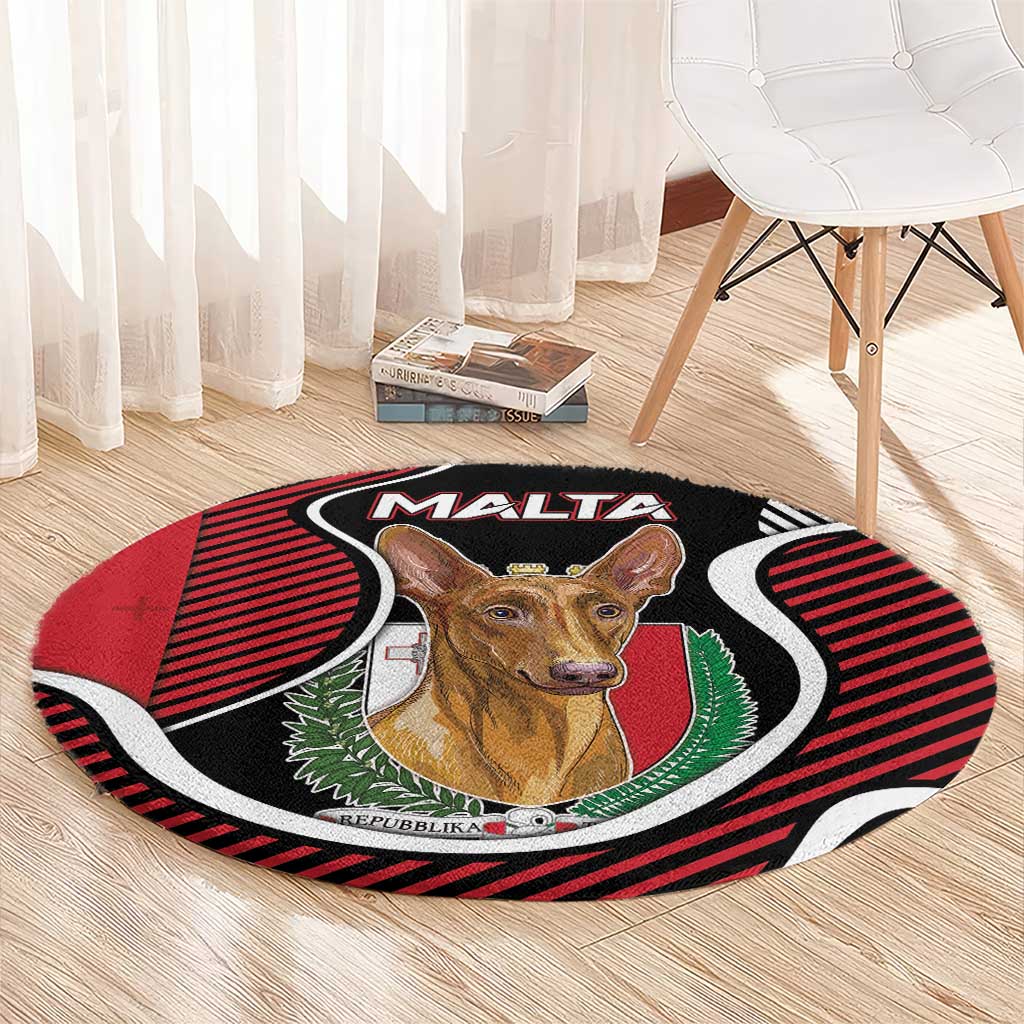 Malta Round Carpet Pharaoh Hound In Coat Of Arms - Wonder Print Shop