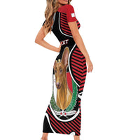 Personalized Malta Short Sleeve Bodycon Dress Pharaoh Hound In Coat Of Arms - Wonder Print Shop