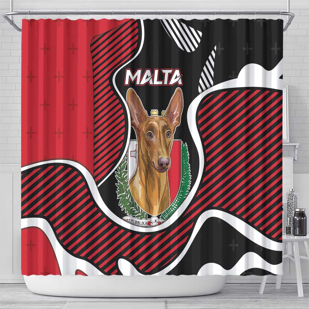 Malta Shower Curtain Pharaoh Hound In Coat Of Arms - Wonder Print Shop