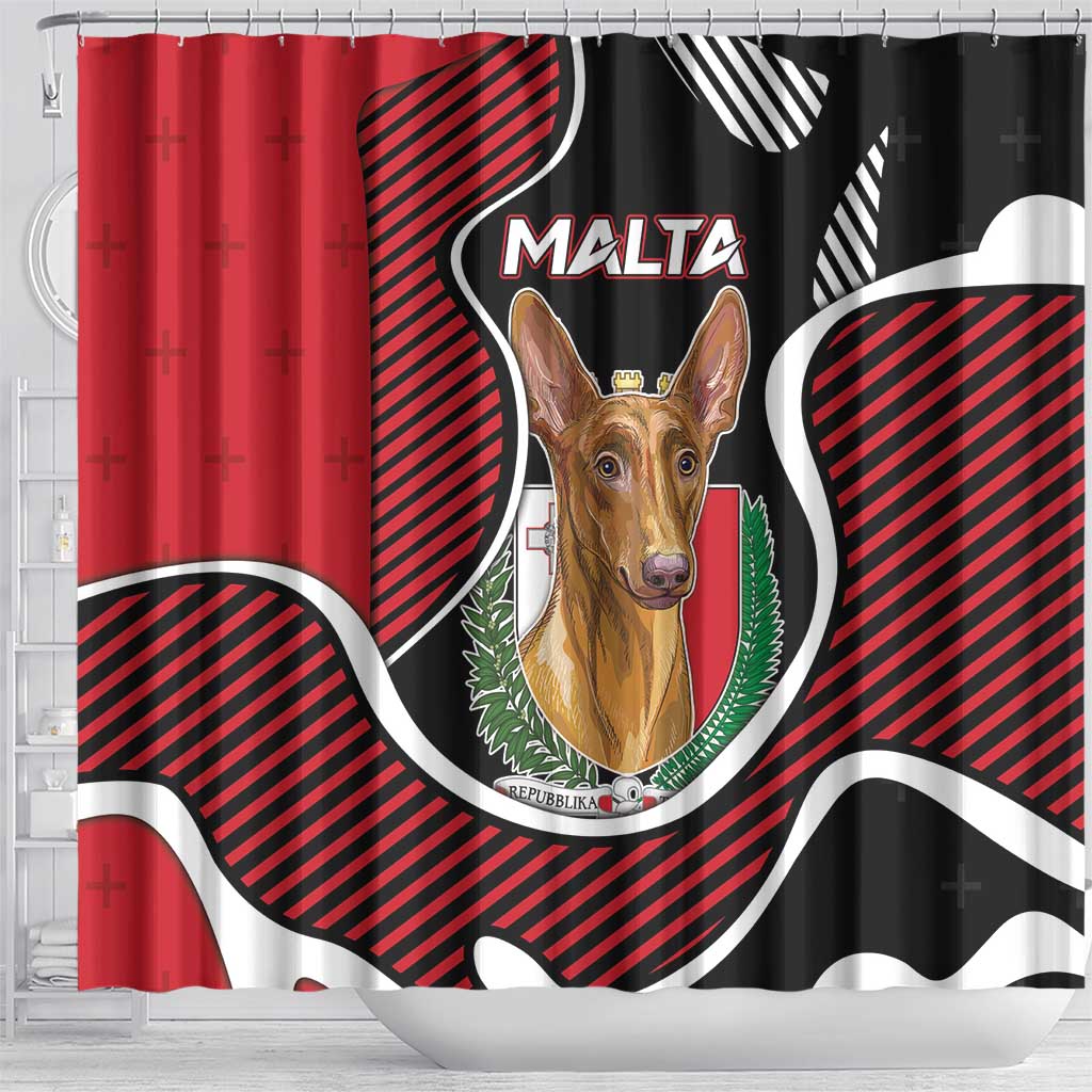 Malta Shower Curtain Pharaoh Hound In Coat Of Arms - Wonder Print Shop