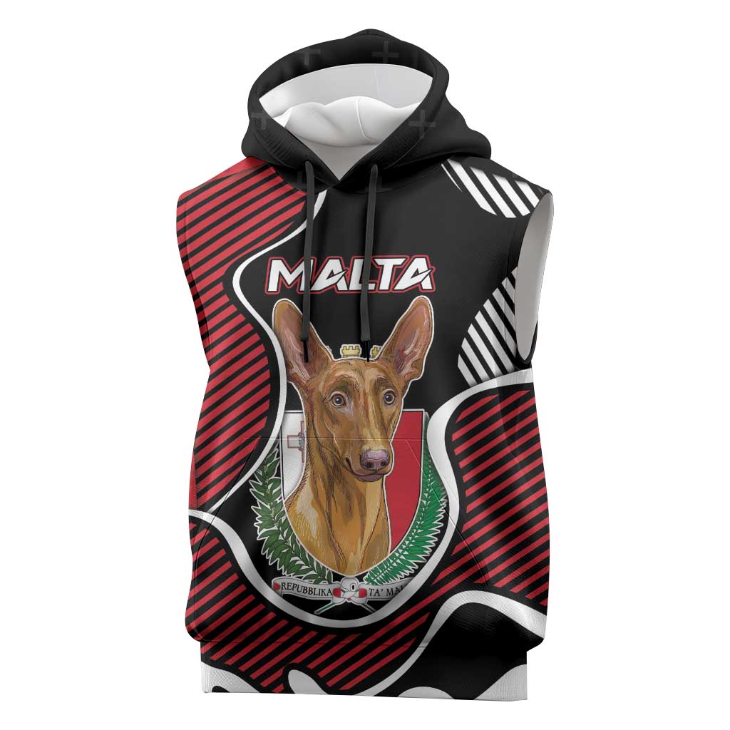 Personalized Malta Sleeveless Hoodie Pharaoh Hound In Coat Of Arms - Wonder Print Shop