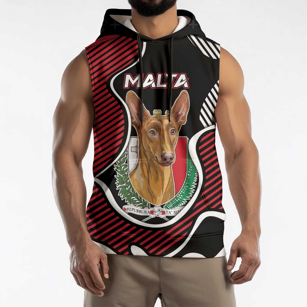 Personalized Malta Sleeveless Hoodie Pharaoh Hound In Coat Of Arms - Wonder Print Shop