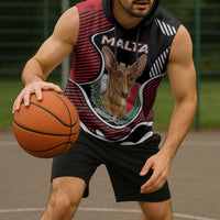 Personalized Malta Sleeveless Hoodie Pharaoh Hound In Coat Of Arms - Wonder Print Shop