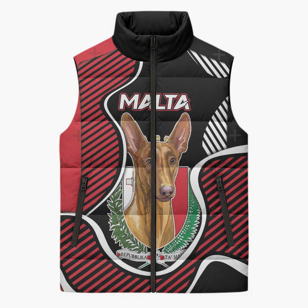 Personalized Malta Sleeveless Puffer Jacket Pharaoh Hound In Coat Of Arms - Wonder Print Shop