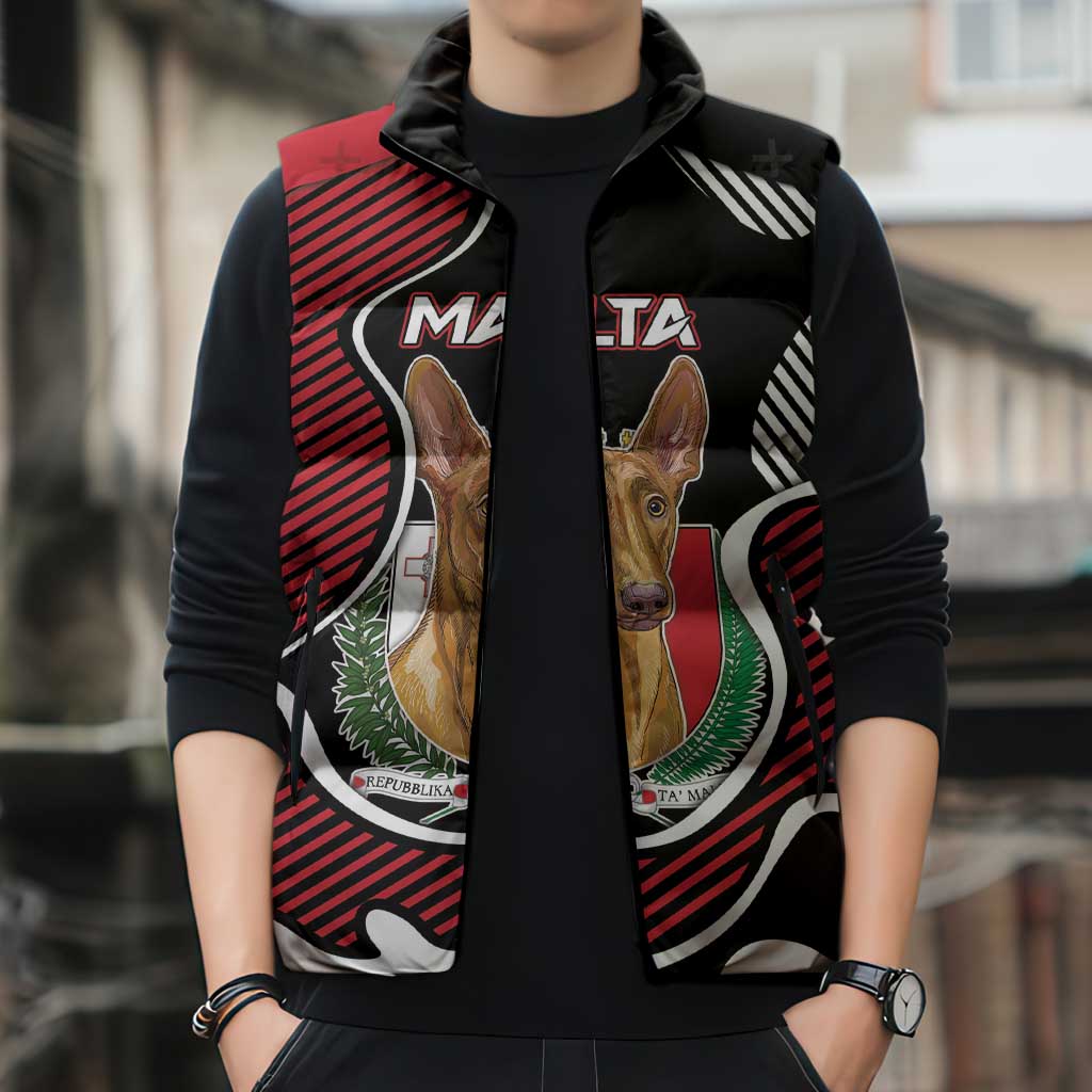 Personalized Malta Sleeveless Puffer Jacket Pharaoh Hound In Coat Of Arms - Wonder Print Shop